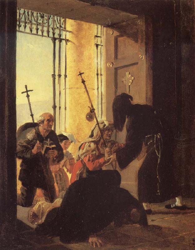  Pilgrims in the Doorway of a Church